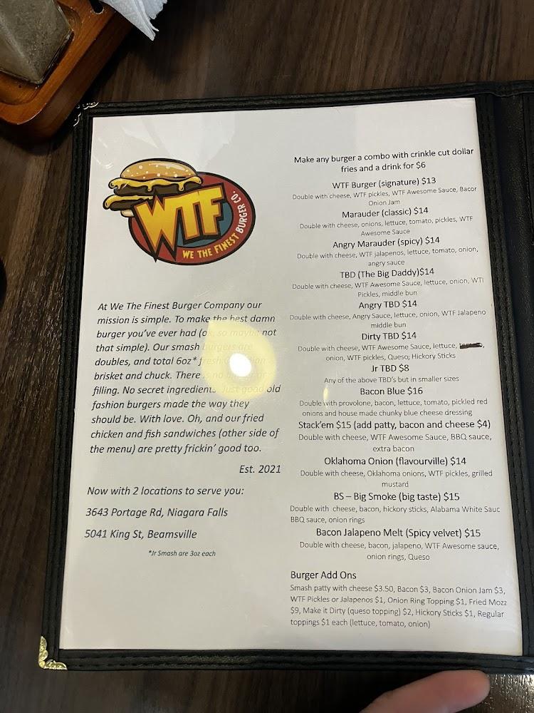 We The Finest Burger Company Menu image 1